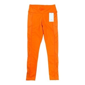 Leggings Park Orange Double Pockets High Waist Light Weight Active Leggings S-M